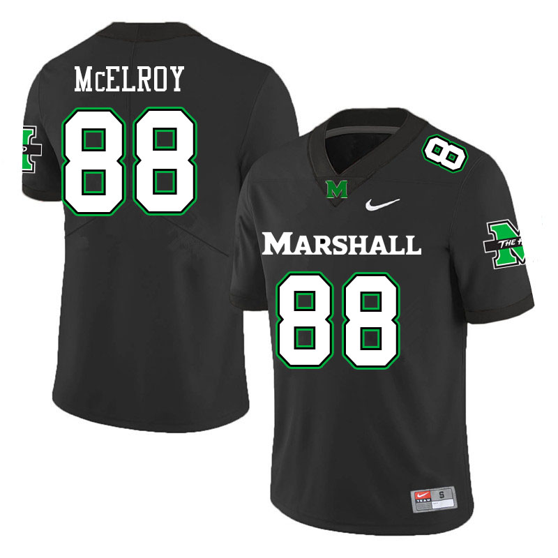Men #88 Brandon McElroy Marshall Thundering Herd College Football Jerseys Stitched Sale-Black - Click Image to Close